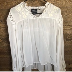 Sheer bohemian airy peasant top